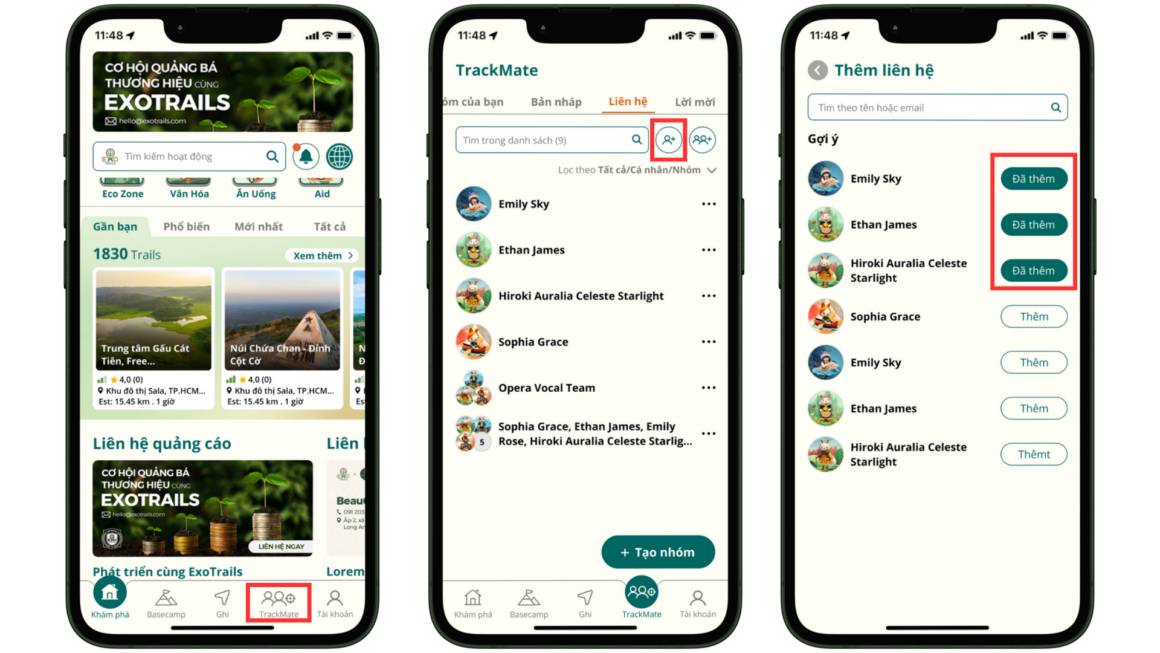 TrackMate Tính năng nhóm cho hoạt động ngoài trời