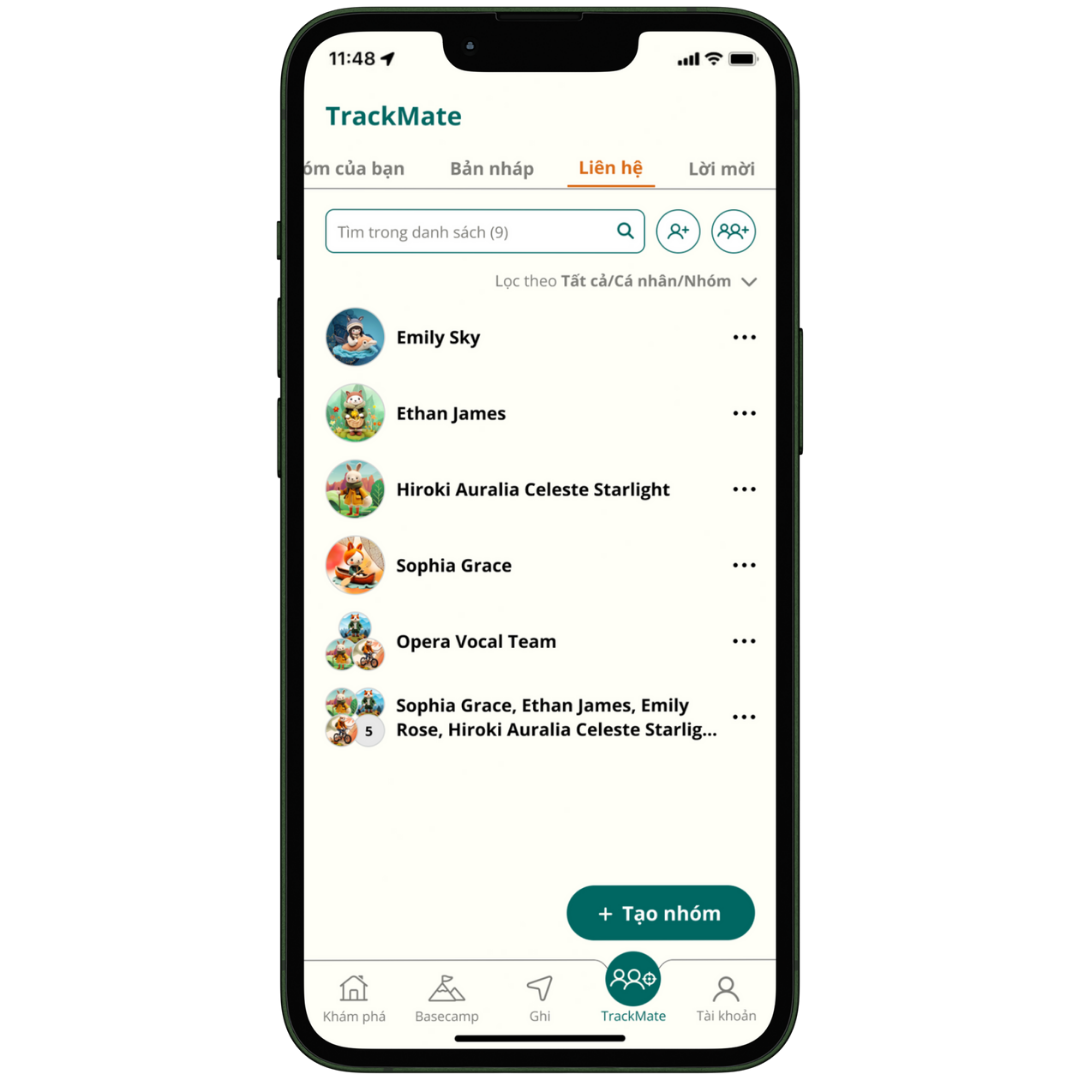 TrackMate Tính năng nhóm cho hoạt động ngoài trời